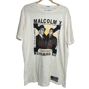 Roots of Fight Malcolm X Muhammad Ali Graphic T-Shirt Cream XL Made in USA